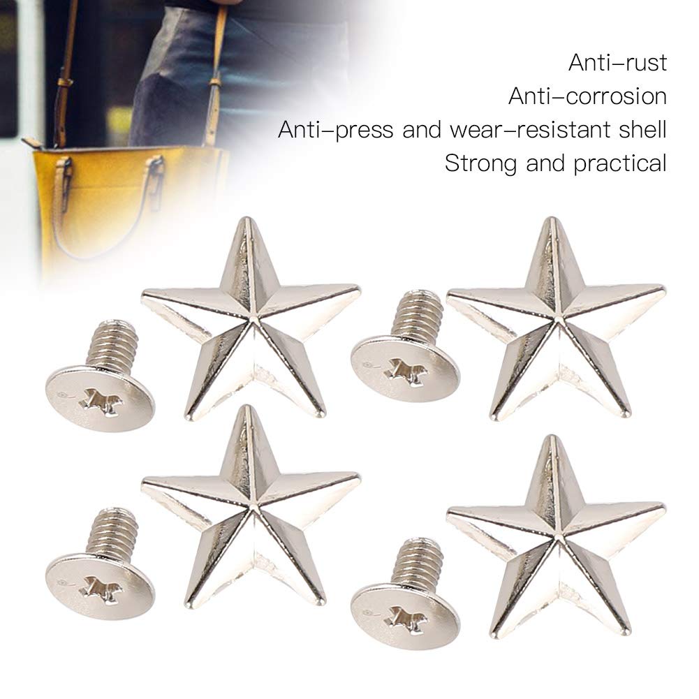 30 Sets Screw Zinc Alloy Star Rivets 14mm Star Studs and Spikes Metal Leather-Craft DIY for Shoes Bags Clothing Decoration(Silver)) - Image 3