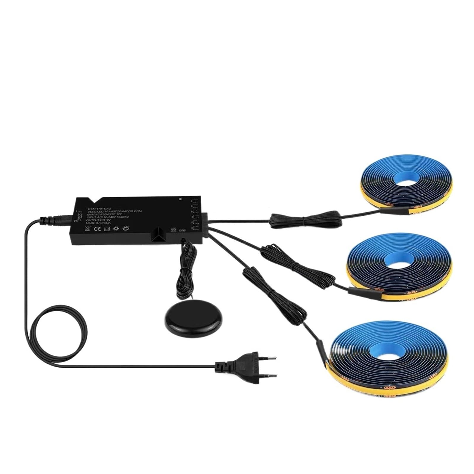 Smart Through Wood Touch Sensor COB LED Strip Black PCB Wbudowana szafka TV Podświetlenie ściany Podłączenie równoległe Lampy 1-3M 1-6 szt. (naturalna biel, 3 szt. czarna taśma LED 3M KIT_EU POWER