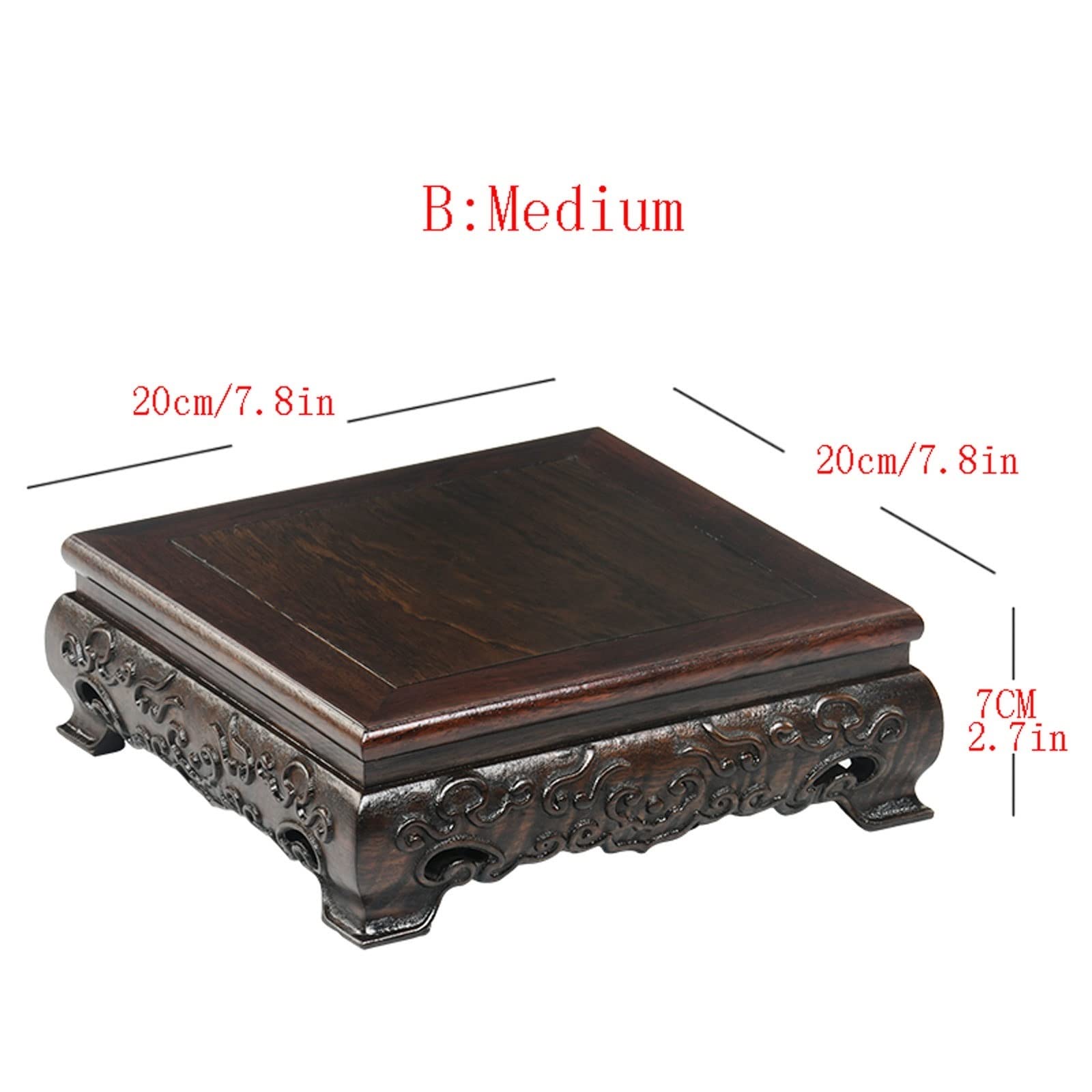 Amazon.co.jp: 木製花器台 四角形の木のティーポットベースの花瓶の