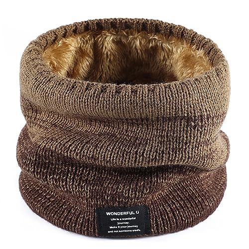 Rayson Loop Schal Damen Winter Baumwolle Strick Neck Warmer mit Fleece Weich Knitted HalswäRmer Damen Warm Gross Lang Rundschal für Männer Damen(Kaffee,One Size)
