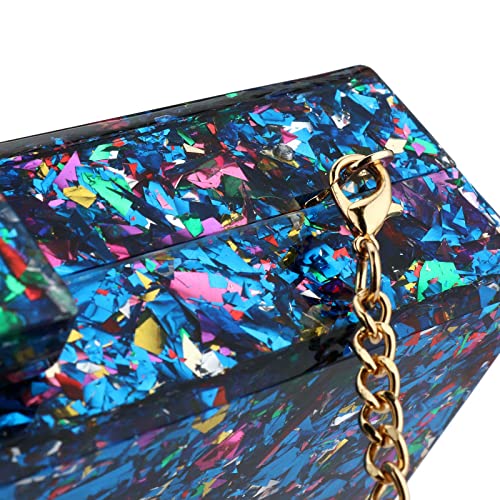 Image of Gets Acrylic Purses and Handbags for Women Multicolor Perspex Geometric Patterns Box Clutch Banquet Evening Crossbody Handbag