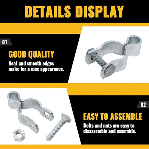 Miniatura 4 de VIVIDA Bisagra de puerta hembra de enlace de cadena de 1-38 pulgadas, bisagra de puerta de metal para poste de diámetro exterior de 1-38 pulgadas,