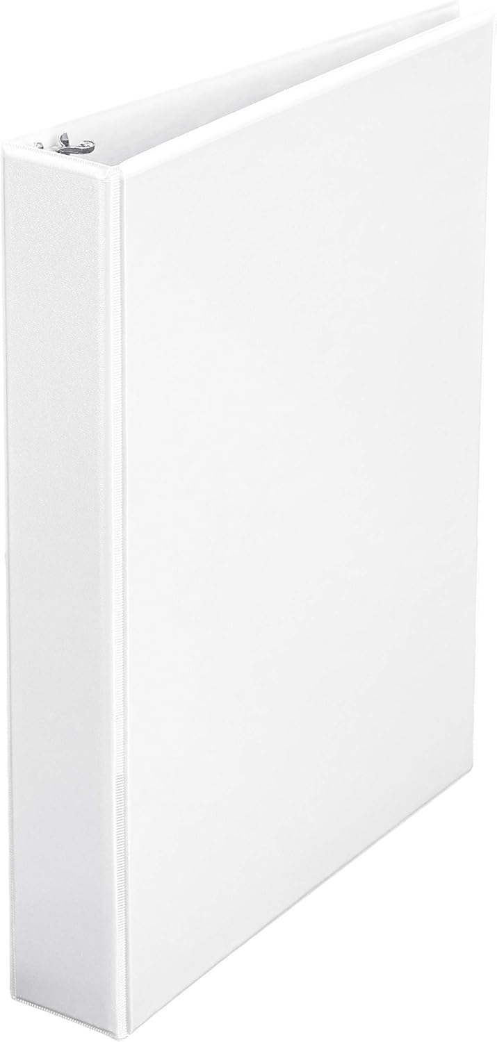  Basics 1.5 Inch, 3 Ring Binder, Round Ring, Customizable View Binder, White, 4-Pack : Office Products