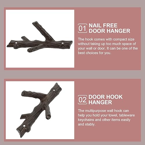Miniatura 5 de Cabilock Gancho de hierro fundido, gancho para joyas, paraguas, ganchos para toallas, llaves, ganchos de ducha, ramas de árbol, gancho para abrigos,