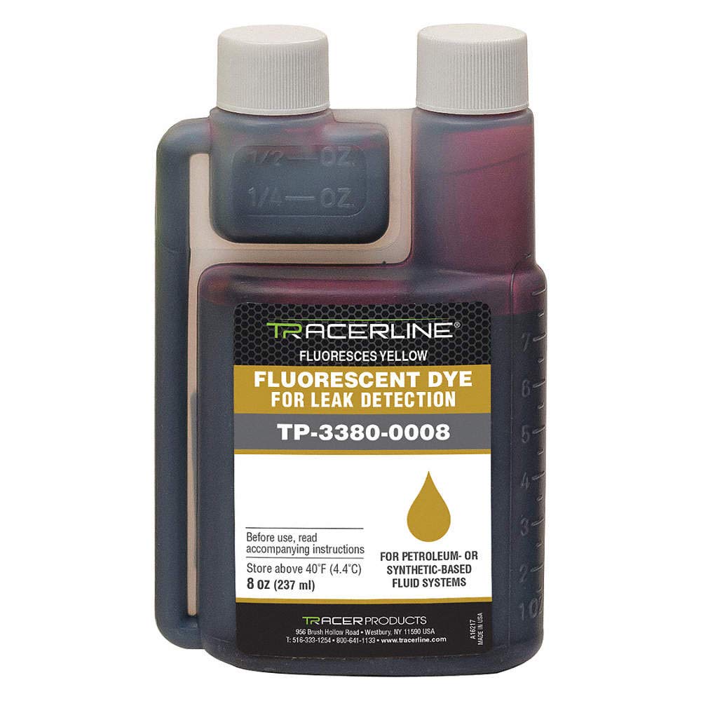 Tracerline (TRATP33800008) 8 oz. Bottle Synthetic or Petroleum-Based Fluid Dye - Glows YELLOW