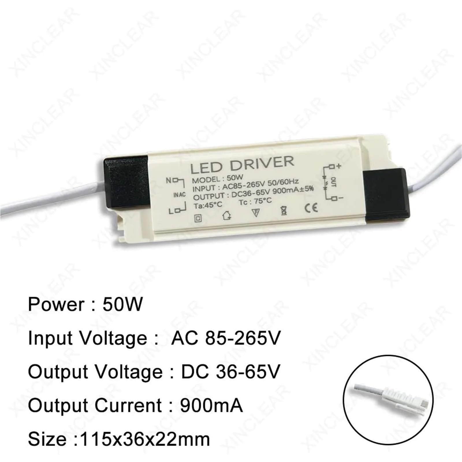 Transformateur LED, Driver LED 40-60W avec DC54-87V, DC36-65V, 24-42V et 600-1800mA for l'éclairage externe(DC 36-65V 900mA)
