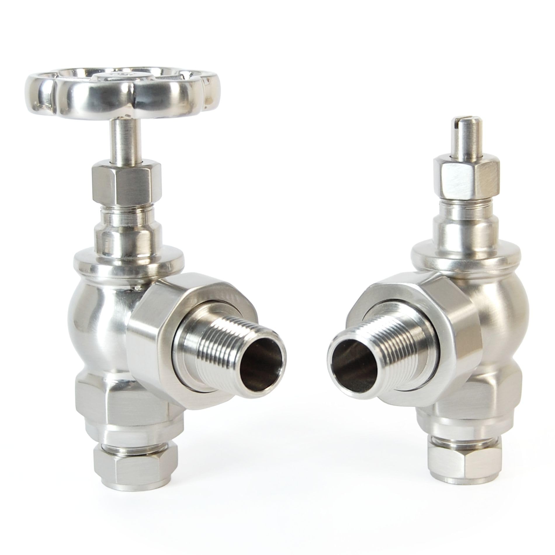 Hot Flow Satin Nickel | Hurley Traditional Manual Radiator Valves (Pair) (Satin Nickel)