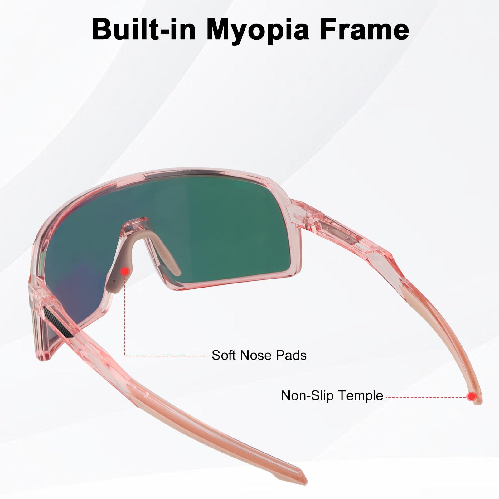 Lunettes de Cyclisme Polarisées, Lunettes de Soleil Sport avec 3 Lentilles pour Hommes