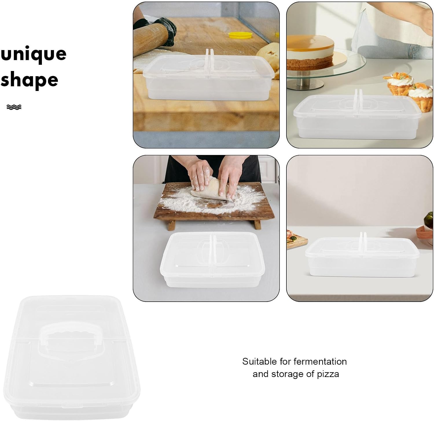 Stackable Pizza Dough Proofing Box Reusable Plastic Dough Storage Container with Lid and Handle and Bread Storage for Home Kitchen and Professional Kitchen