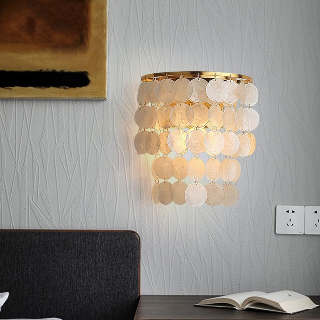 Lampe Murale Modernes En Coquillage Naturel En Gradins (Or)