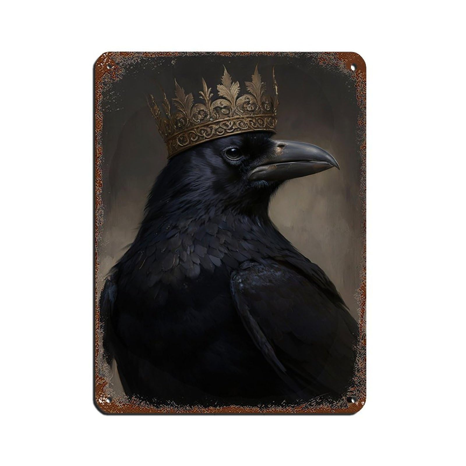 Gothic Crow King Vintage Poster Tin Sign Vintage Metal Pub Club Cafe Bar Home Wall Art Decoration Poster Retro 12x16inch(30x40cm)