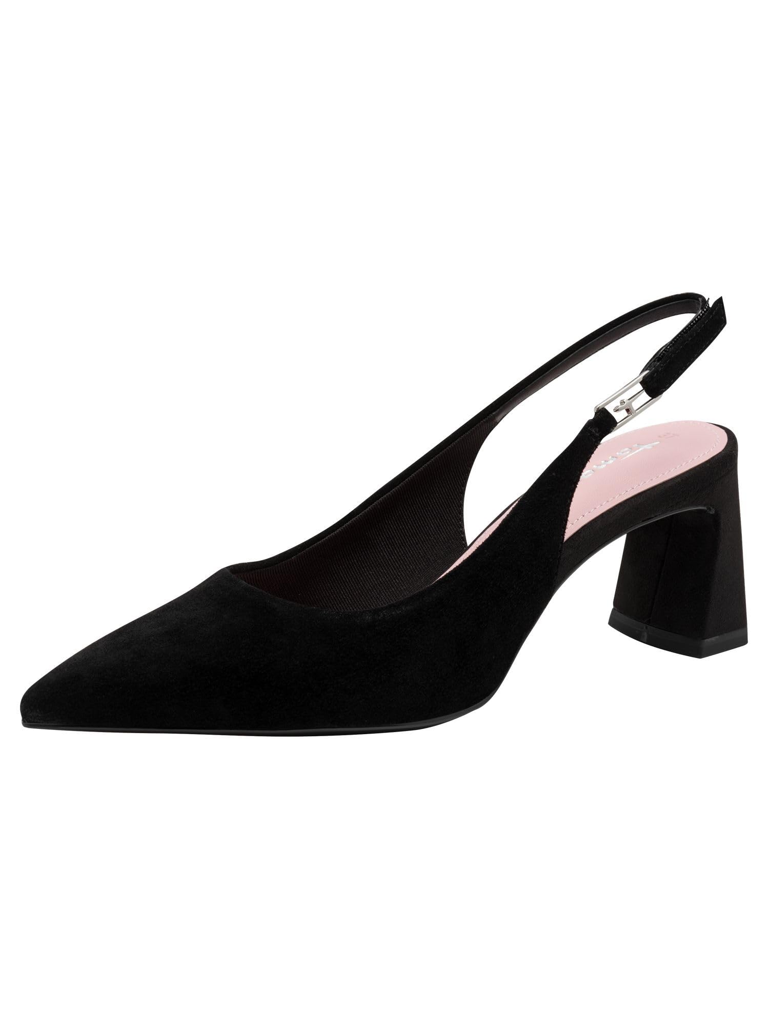 Tamaris Women's slingback pump with block heel Leather black 6.5 UK