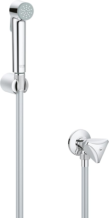 Grohe Tempesta-F Trigger Spray 30 Wandhalterset mit Absperrventil 1 Strahlart, 26357000 Silber