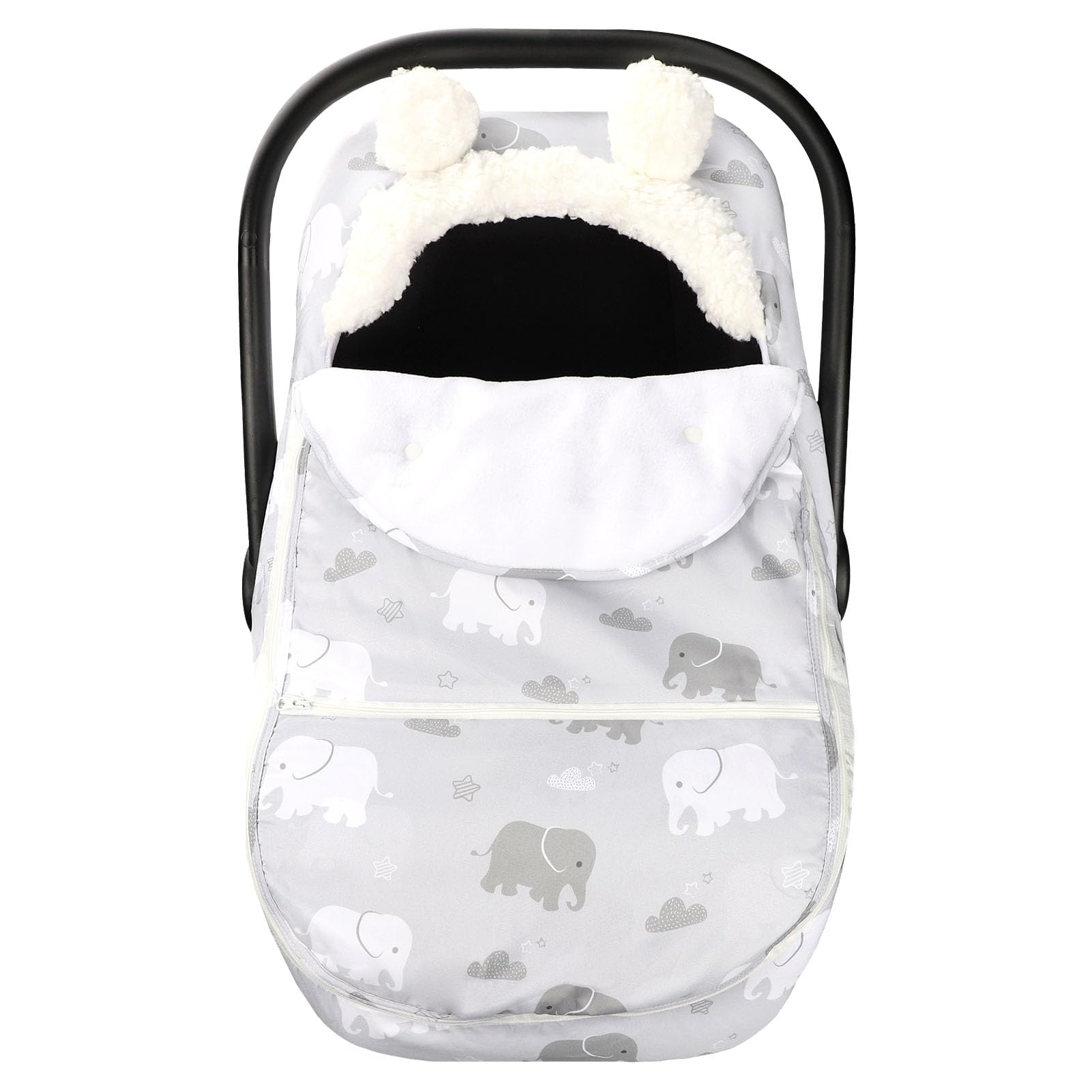 Carseat Cover Boys, Winter Cozy & Warm Cover, Elephant Baby Car Seat Cover, Infant Car Seat Canopy, Ultra-Soft Breathable Protect Baby from Cold Wind,