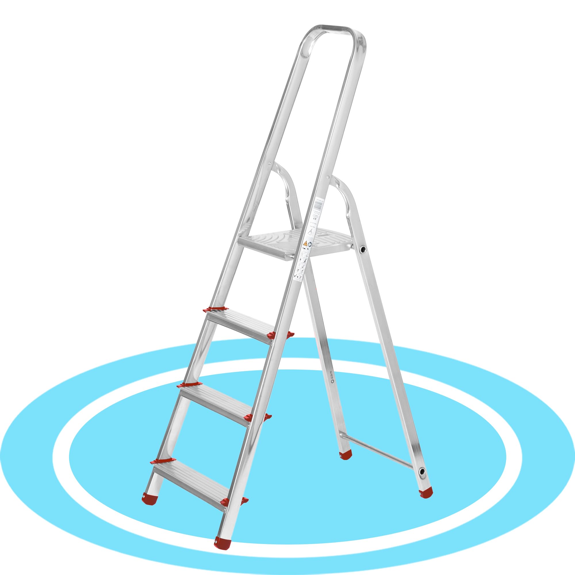 packer PRO Escaleras Plegables Aluminio de Tijera Super Resistente hasta 150Kg, Acero y Aluminio Antideslizantes, Altura de Trabajo hasta 280cm, 4 Peldaños
