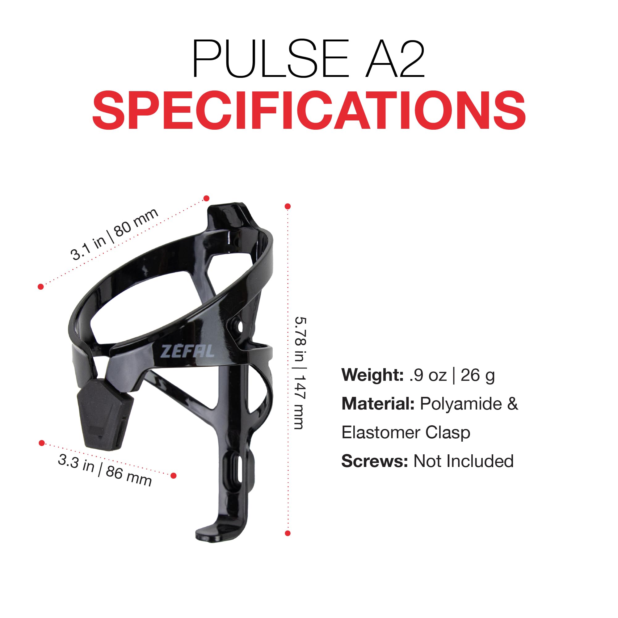 ZEFAL Pack Pulse A2 - Pack de Deux Porte-Bidons Vélo Légers - Porte Gourde Vélo/VTT/Vélo de Route - Résistant et Durable - 26g Chaque Porte Bidon - Noir
