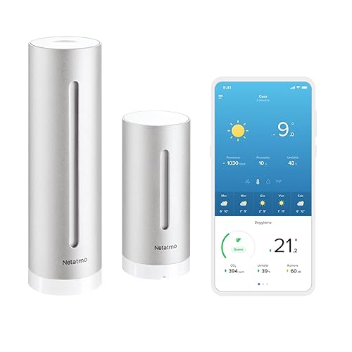 Immagine del prodotto Netatmo Stazione Meteo con Sensore Esterno Wireless con supporto a parete, Termometro, Igrometro, Barometro, Sonometro, Qualità dell'aria, Compatibile con Amazon Alexa, Apple e Google, NWS-AMZ