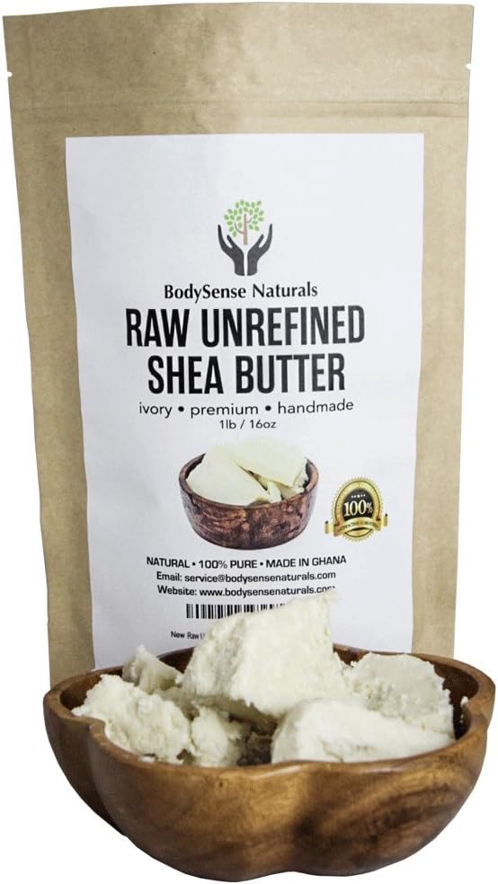 Pure Raw African Premium Shea Butter Helps Condition & Soften Skin by BodySense Naturals. Our Better Shea Butter can be used Alone or in DIY Lotion, Soap, Body Butters, Eczema & More! 1 lb (16 oz)