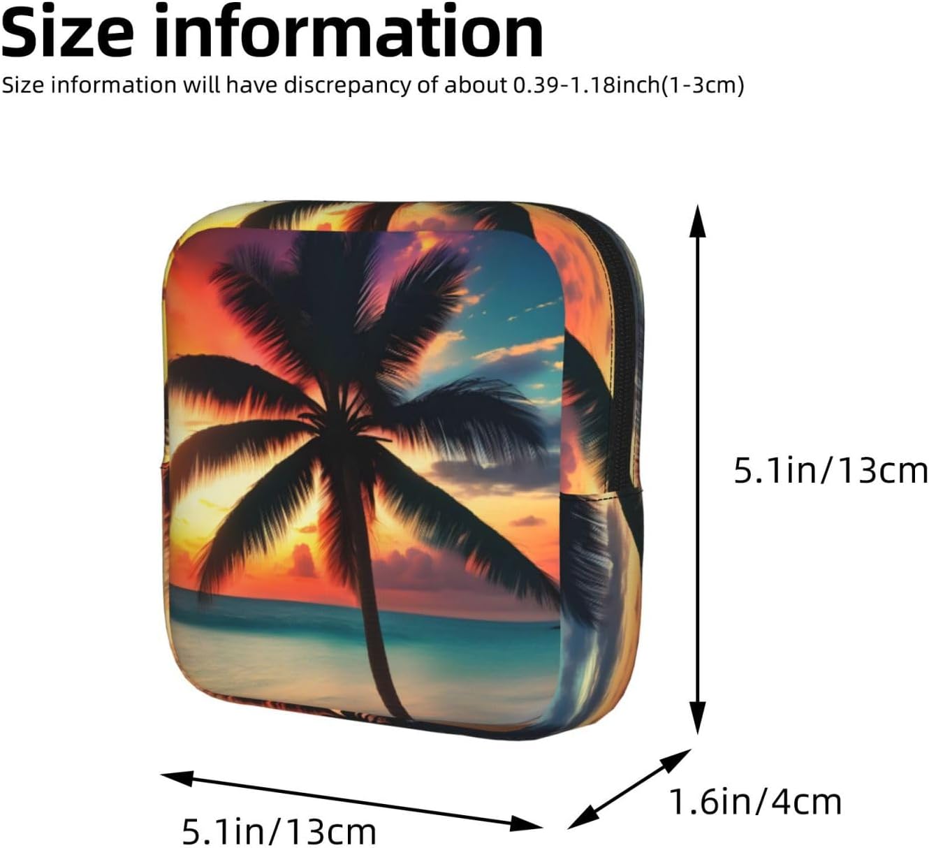 Tropical Beach Palm Tree Sunset Print Multifunctional Storage Bag Pad Bag Skin-Friendly Period Pouch Reusable Tampon Bag for Female