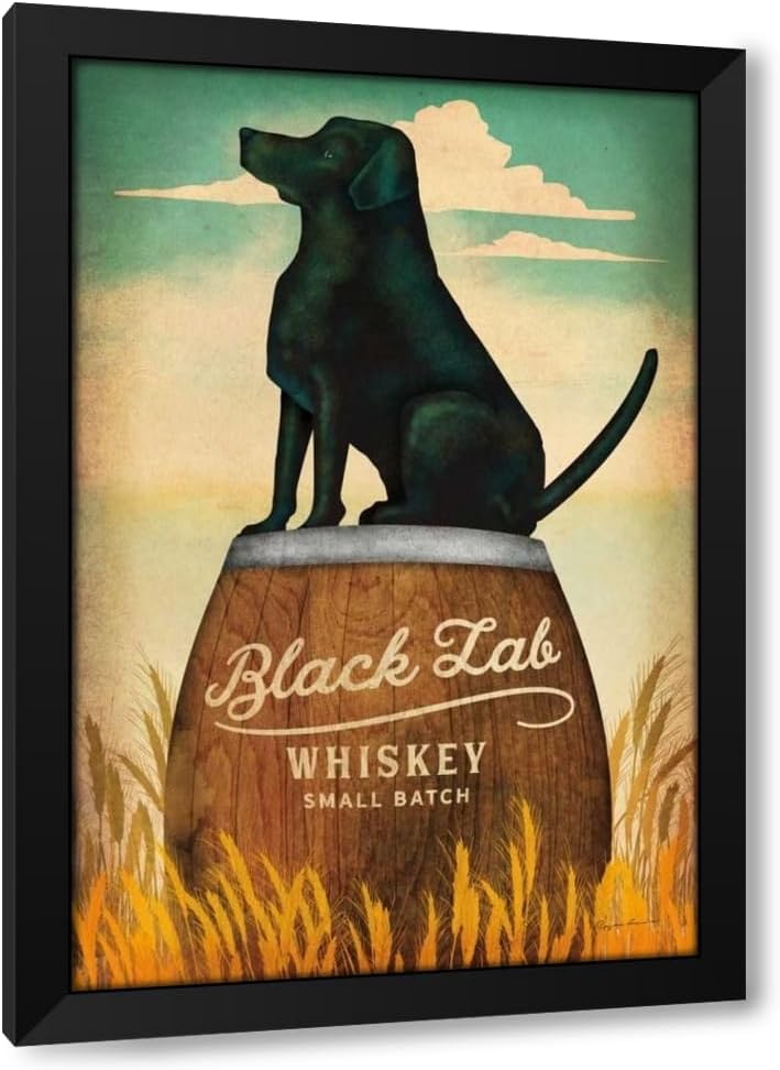 ArtDirect - Fowler, Ryan 13x18 Black Modern Framed Art Print Titled: Black Lab Whiskey
