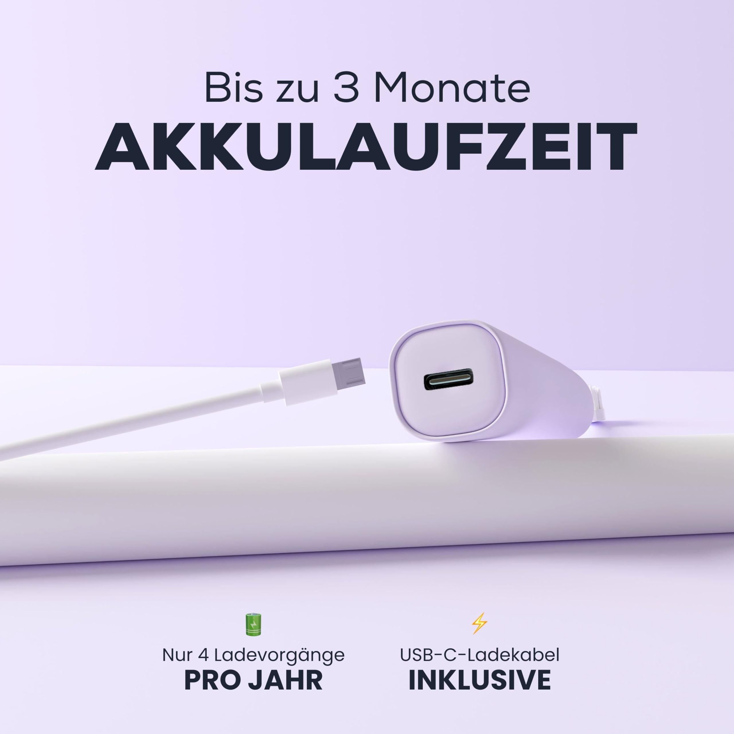 NEOPULSE NEOSONIC® Schallzahnbürste – 5 Reinigungsmodi & 15 Intensitätsstufen – Akkulaufzeit 3 Monate – 2-Min Timer – USB-C Aufladung – 2 Bürstenköpfe – Violett