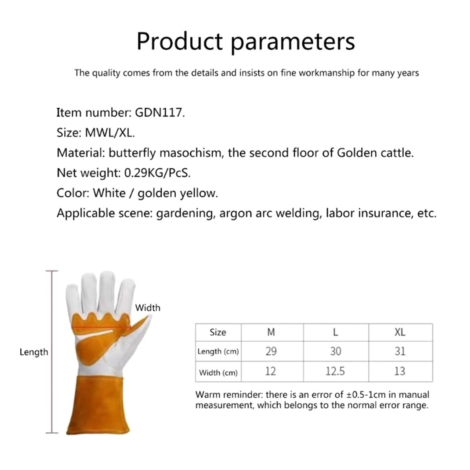 Gants De Travail Soudage, Mains Anti-épines, Anti-Perforation, Résistants À l'usure, Jardinage Unisexes Respirants Et Confortables(M)