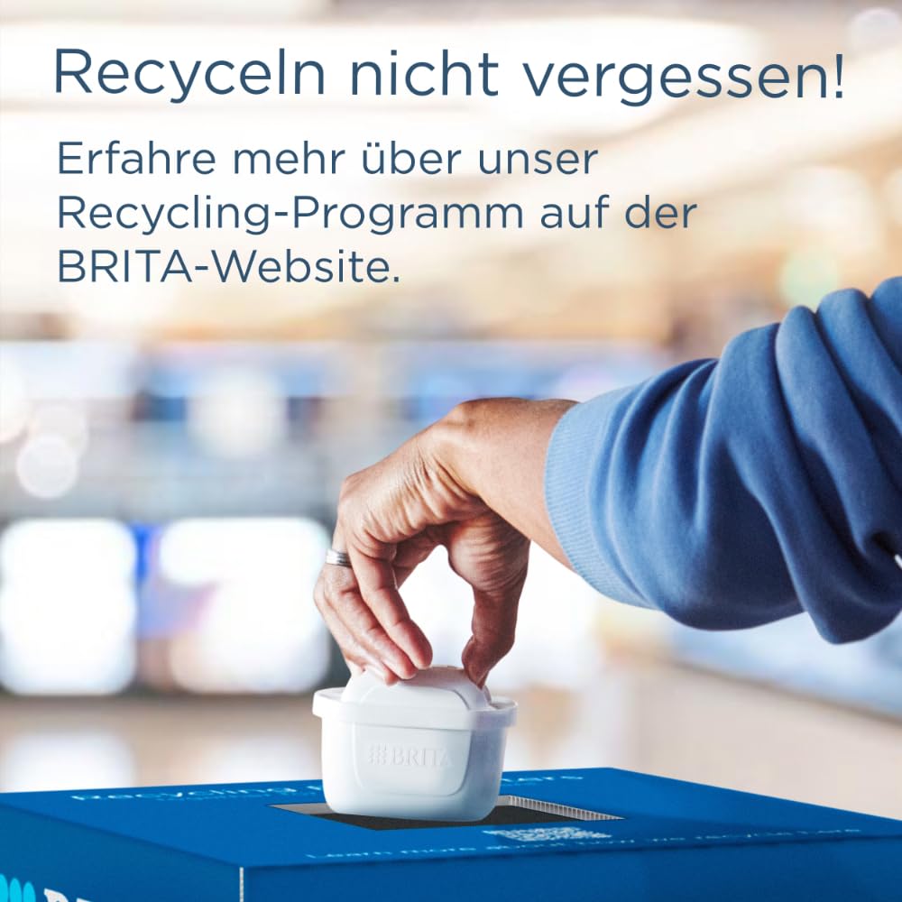BRITA Wasserfilter Kanne Glas hellblau (2,5l) inkl. 3 MAXTRA PRO Pure Performance Kartuschen – Premium Kanne aus Glas mit Smart Light LED & Klappdeckel – filtert Verunreinigungen, Kalk, Metalle usw.