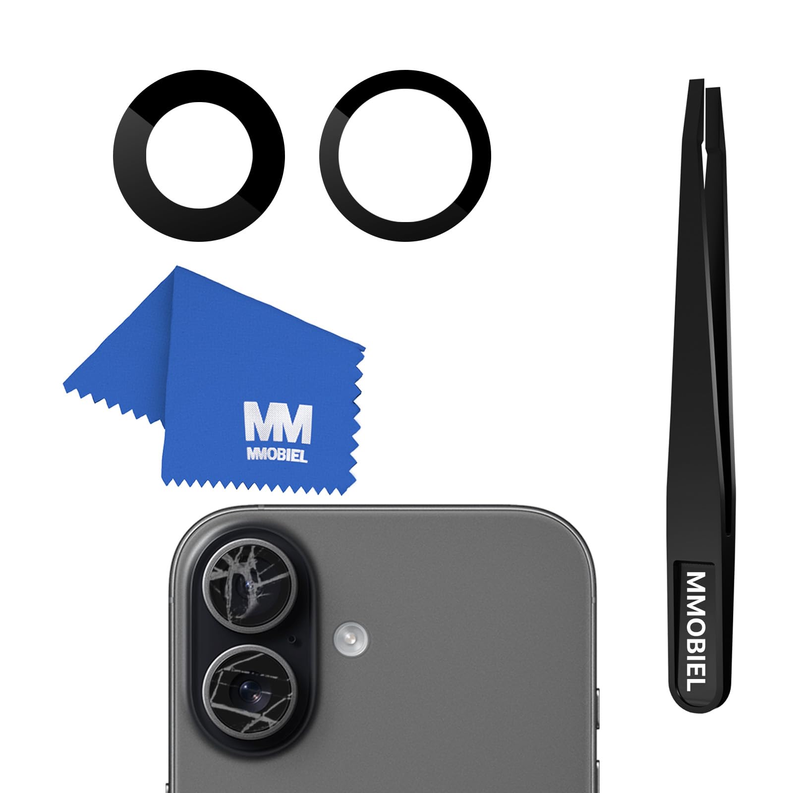 MMOBIEL Kit Vetro Fotocamera Posteriore Per IPhone 15/15 Plus – Con Colla, Pinzette E Panno, Facile Da Montare