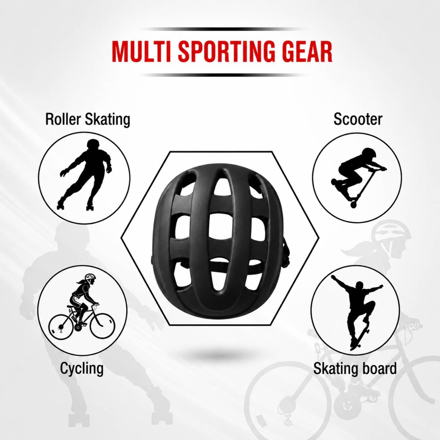 Shopeleven Adjustable Sport Helmet, ABS Shell with EPS Foam, Lightweight, Comfort Fit, for Skating, Cycling, Skateboarding and Scooter (Helmet) 1
