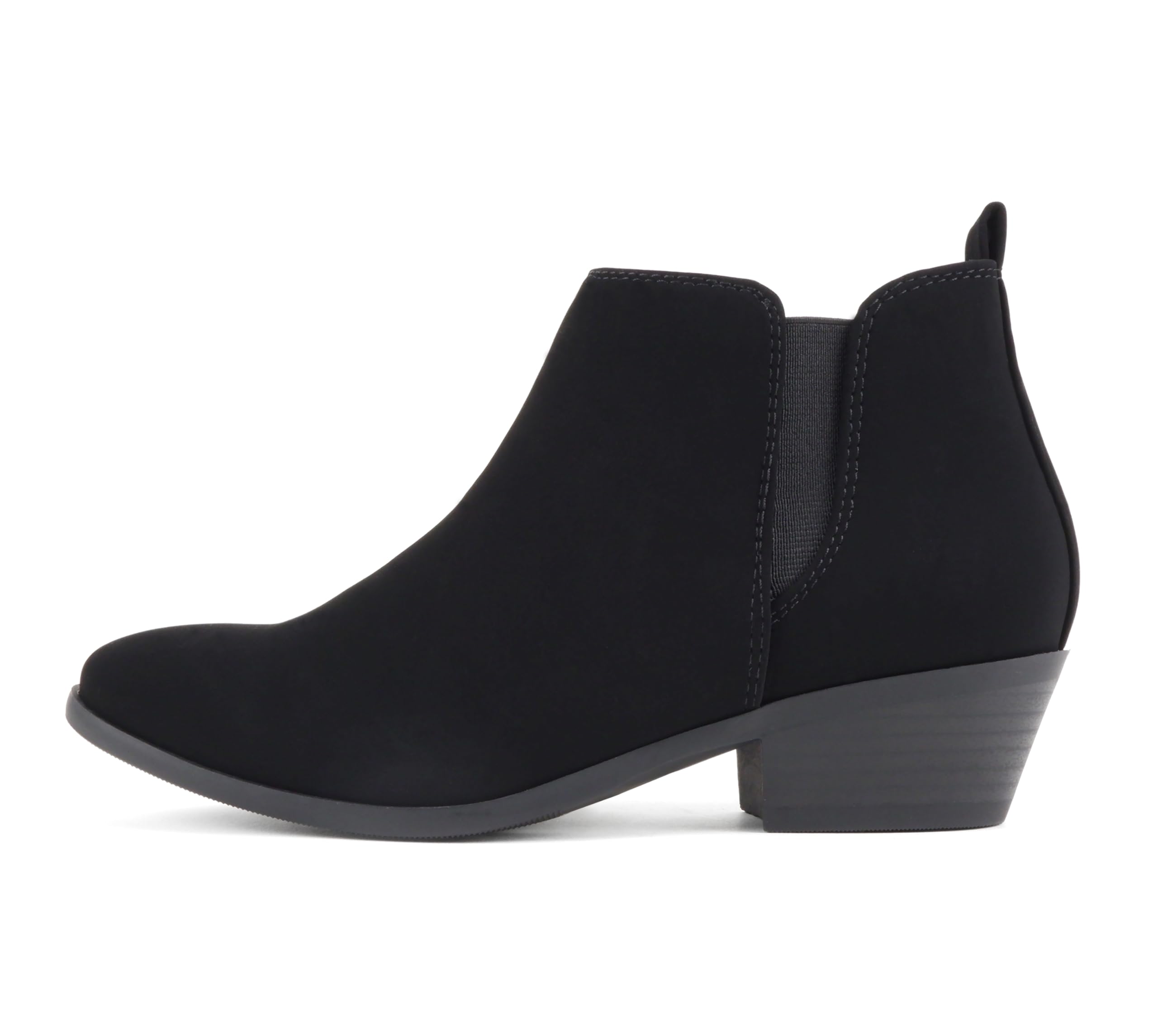 Soda CHARMER Women Pointed Toe Elastic Gore Low Heel Ankle Bootie with Zipper Closure