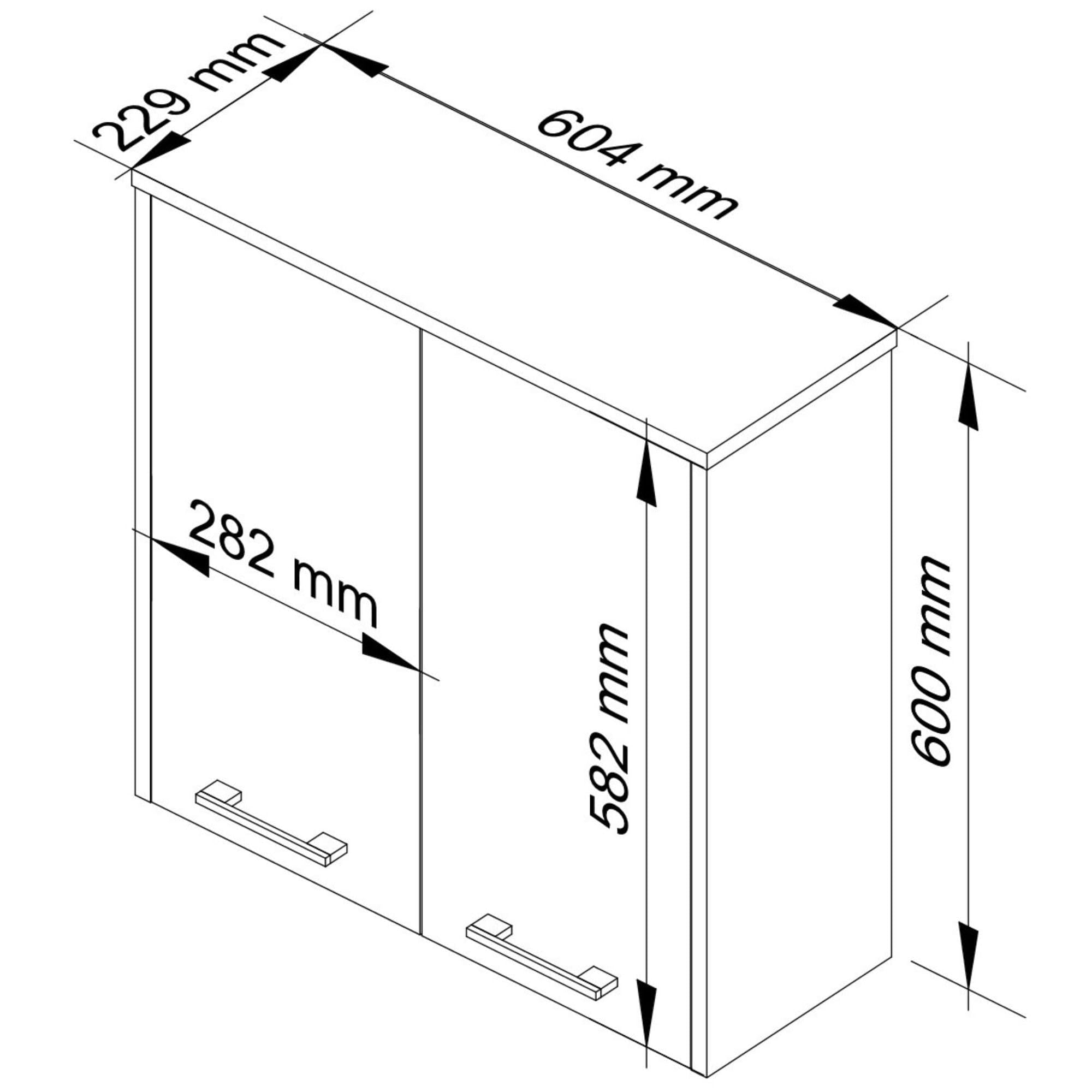 AKORD Meuble Haut WC Suspendu | Fin L60 | 2 Portes | Etagere Murale | Commode Salle de Bain | Armoire | Rangement | Toilette Mural | Placard Cuisine | L60 x H60 x P22,5 cm | 18 kg | Chêne de Sonoma