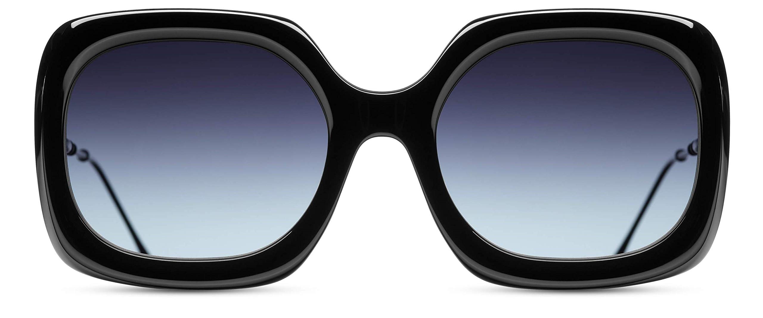 Matsuda M2035 Oversized Square Sunglasses in BLK Black with Gradient Flash Mirror Lens