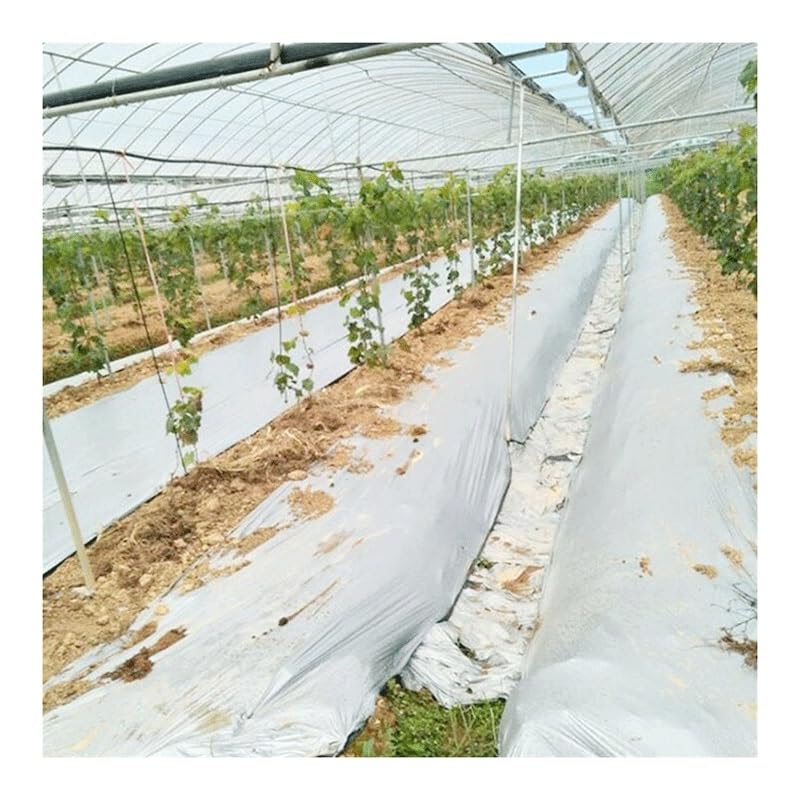 EVANEM 0.02mm Width 1M Agriculture Silver Black Plastic Mulch，for Greenhouse Keep Warm Ground Film(0.02mm Length 20M)
