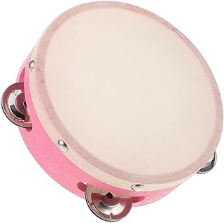 UPKOCH Pandereta Instrumento Musical Para Adultos Color Rosa De Cuero Artificial