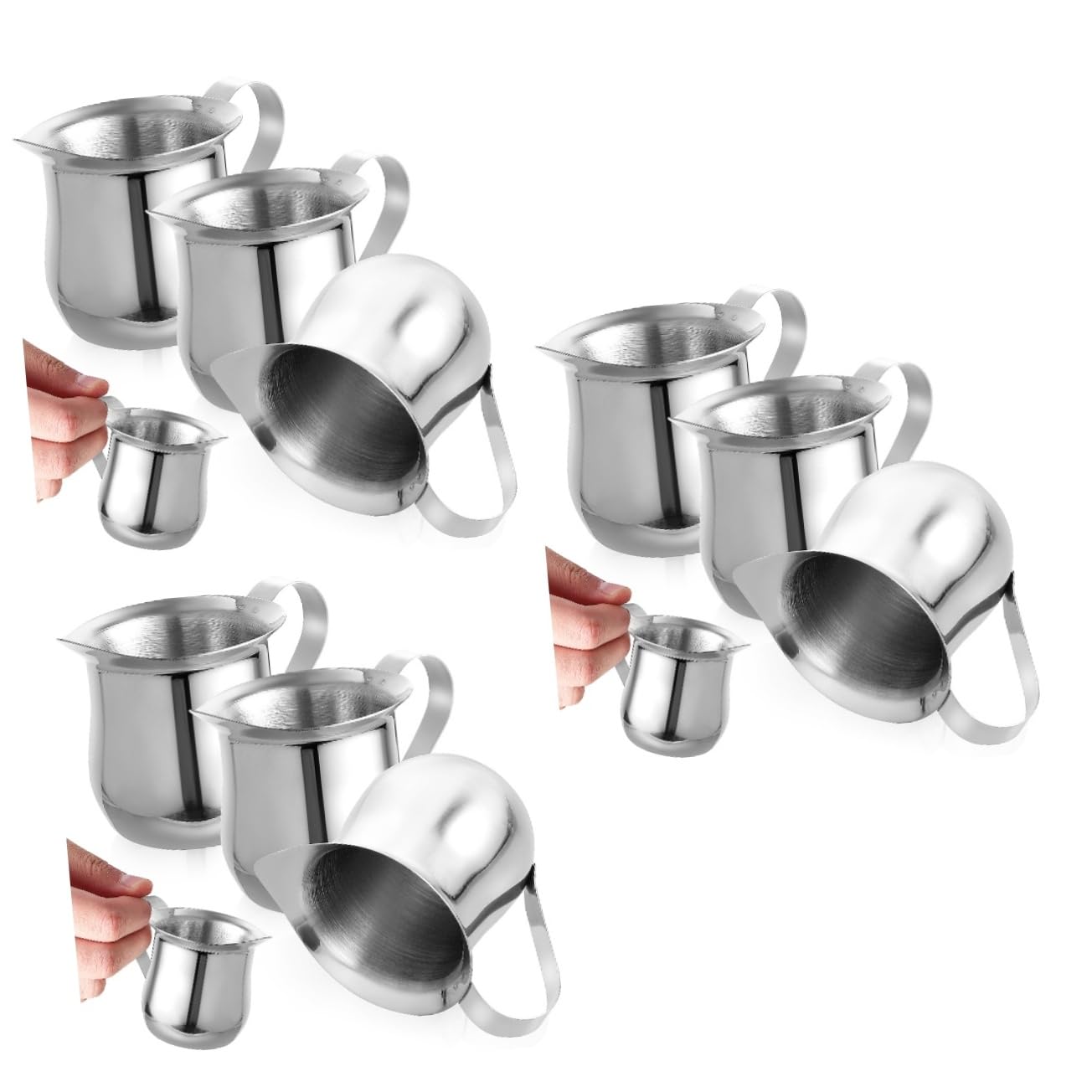 DOITOOL 9 Piezas Jarra de Leche Inoxidable Taza Espumadora para Café Espresso con Diseño de Precisa y Mango Ergonómico