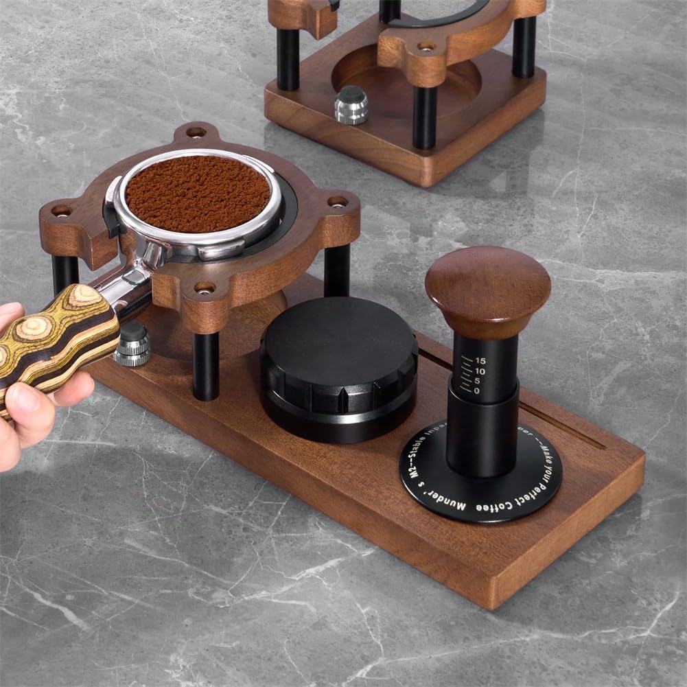 Wysokiej jakości drewniany tamper do kawy 51/58 mm - podstawa Sapele narzędzie do prasy do espresso i uchwyt na portafilter dla baristów i stylowe akcesoria do kawy