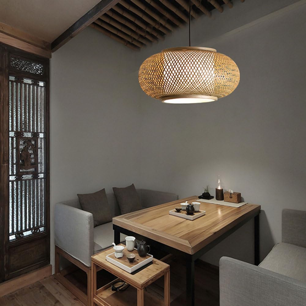 Lampadario A Lanterna Cinese Lampada da Soffitto A Sospensione in Vimini di bambù Rattan, Paralume per Lampada A Sospensione A Soffitto in Stile retrò Prodotti Fai da Te Personalizzati A Mano
