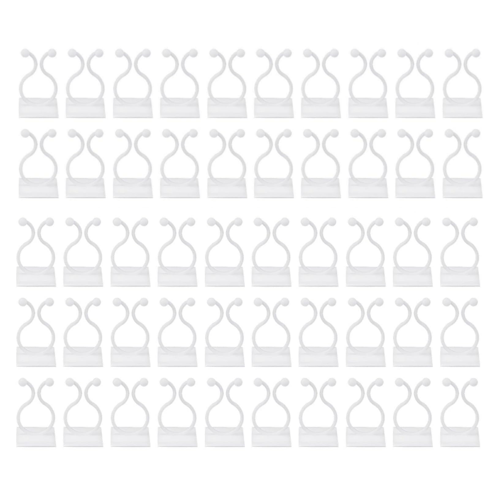 Mikiuly Plant Clips, Pack of 50 Plant Clips, Wall Mounting for Plants, Plant Clips for Climbing Plants, Plant Holder Wall Self-Adhesive, Securing Plant Hooks for Climbing Plants, White