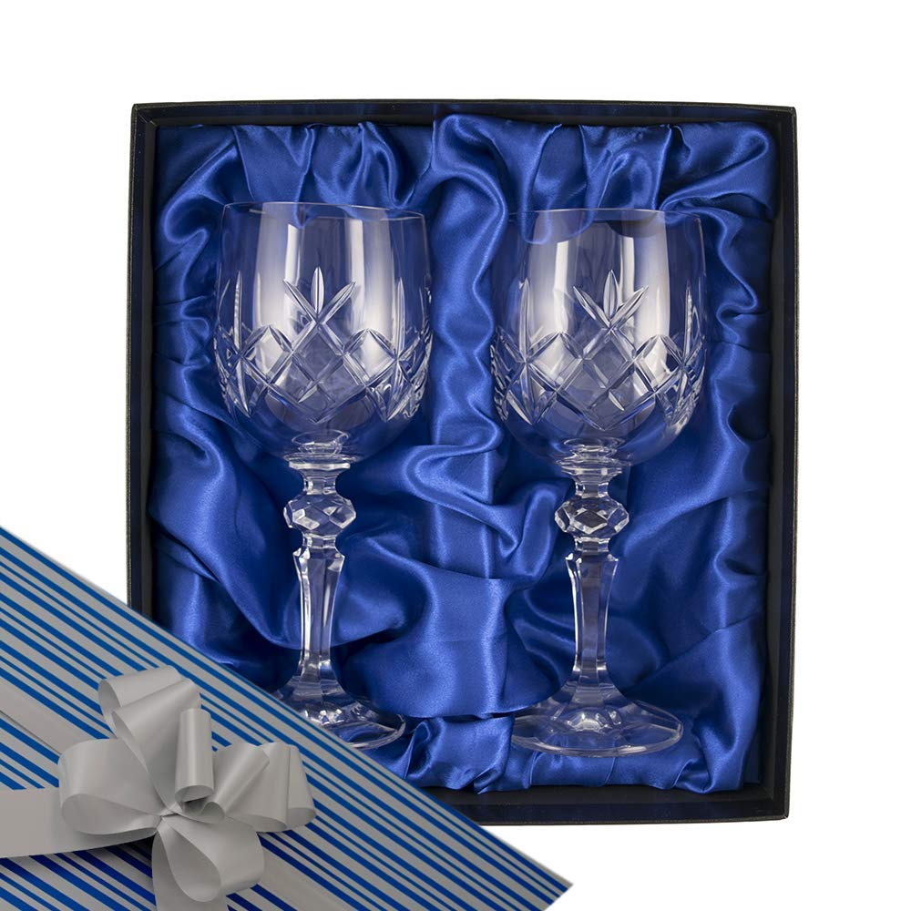 Buy Two Crystal Wine Glasses, Pair of 24 Lead Crystal Wine Glasses in