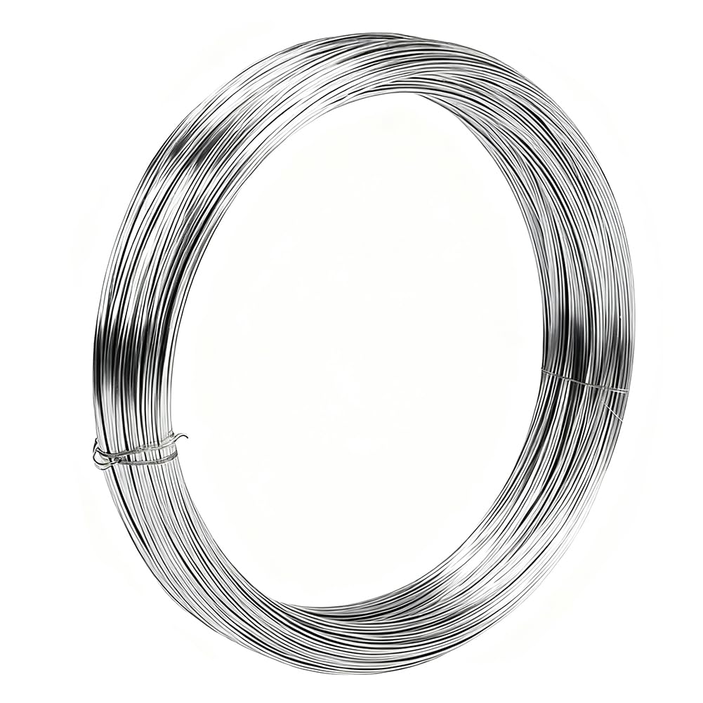 Fil en acier inoxydable 304 Ø 2 mm, 30 mètres de fil en acier inoxydable argenté, fil pour bricolage, câblage de jardin, fil à lier, fil de fer pour le jardin, fil pour DIY, câblage de jardin (2MM X