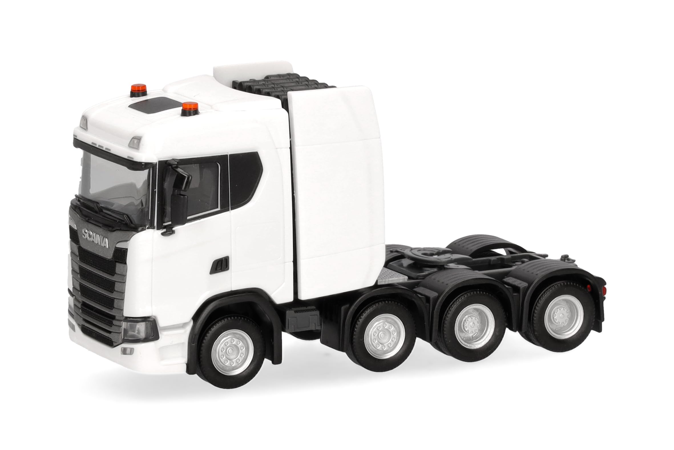 Herpa truck model Scania CS 20 ND heavy-duty tractor 4-axle, white, 1:87 scale miniature, collector’s item, Made in Germany, plastic