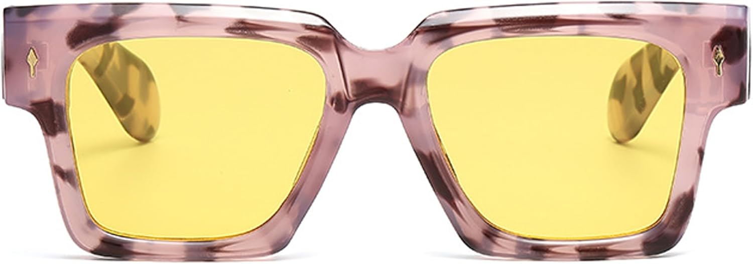 Onrtry Thick Square Frame Sunglasses for Women Men Trendy Chunky Rectangle Sun Glasses Black Shades UV Protection - Image 2