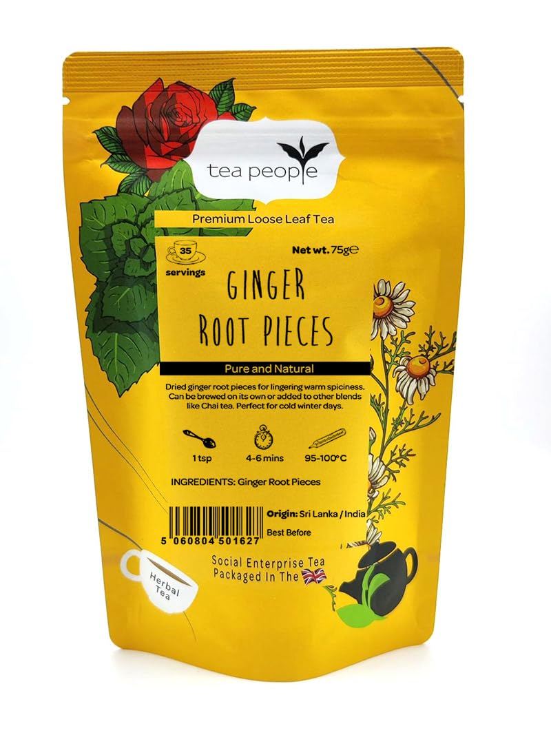 Tea People Ginger Root Pieces- 75g Retail Pack; Caffeine Free Pure Ginger pieces