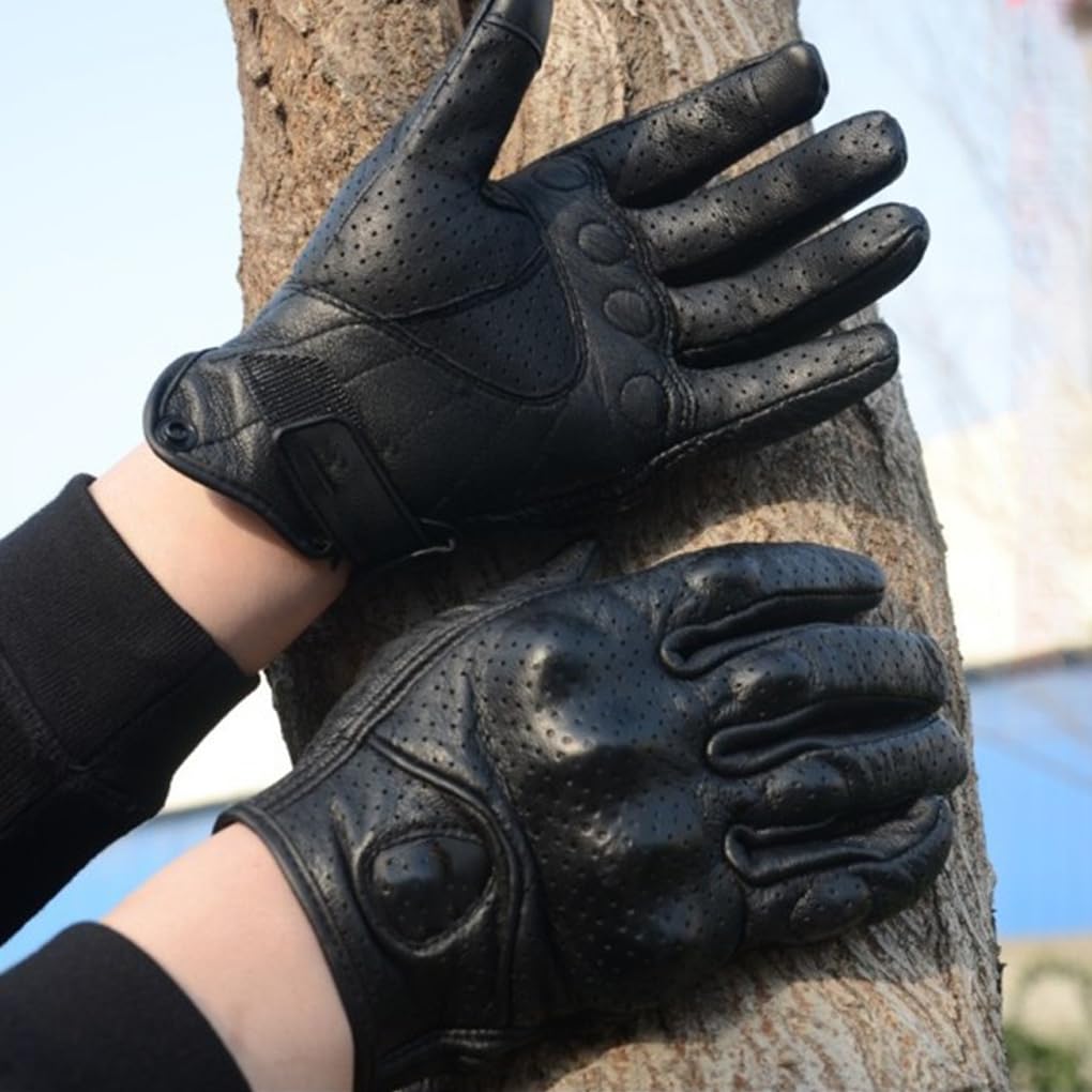 Guantes térmicos de cuero para motocicleta, impermeables, cálidos, para invierno, deportes al aire libre, esquí, senderismo, pesca, patinaje, guantes térmicos, talla M