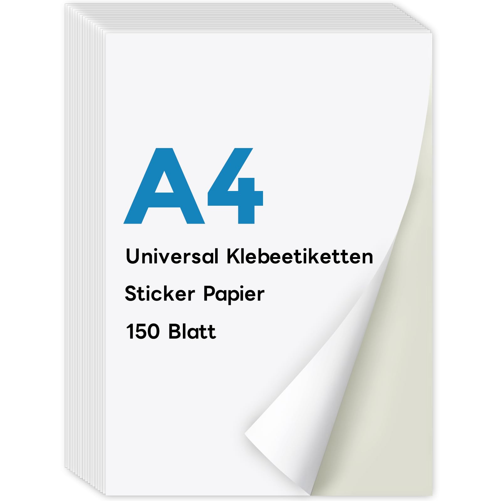 KTRIO A4 Sticker Papier zum Bedrucken 150 Blatt, Stickerpapier zum Selbstklebende Etikettenpapier Super selbstklebend, Bedrucken Sie Ihre Eigenen, Aufkleber für Laser und Tintenstrahldrucker