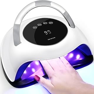 120W UV LED Nail Lamp, Faster Nail Dryer for Gel Polish with 4 Timers Setting, Professional Gel Lamp Portable Handle Curing Lamp, Fingernail and Toenail Machine Light Nail Art Tools, White
