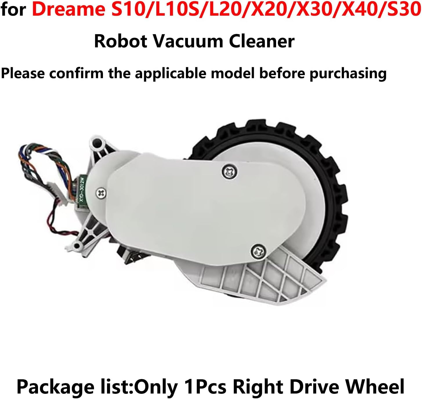 Drive Wheel Replacement Part for Dreame S10/L10S/L20/X20/X30/X40/S30 Robot Vacuum Cleaner Left and Right Wheel Module Assembly (White,right)
