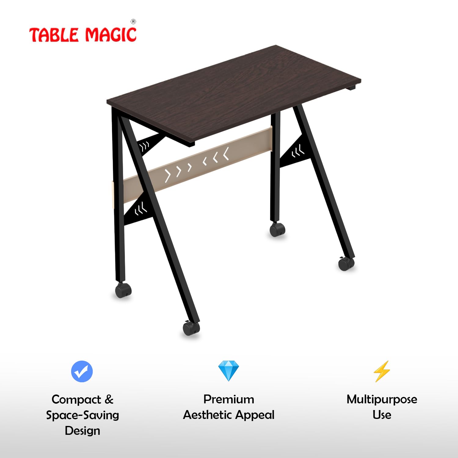 TABLE MAGIC V-Line 80 Multipurpose Desk – Compact Study & Laptop