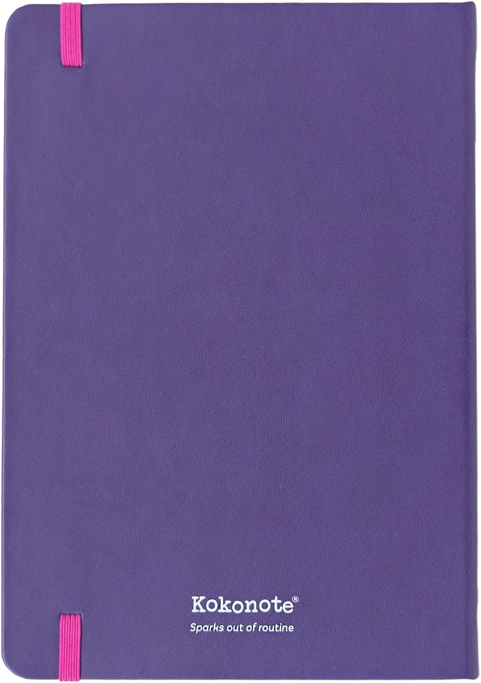 Kokonote Colour Fun Purple A5 2023 Week to View Diary, December 2022 to December 2023 with Stickers and Pocket, 2023 Diary, Cute Stationery