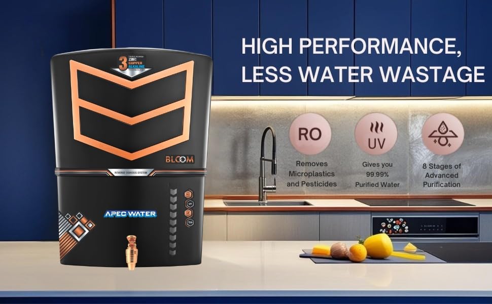 Image of Apec Water Zinc Copper Alkaline Hydrogen RO Water Purifier |12 Liter Storage | RO+ZN+CU+ALK+ Negative ORP+UV+UF+TDS+PF | Best Water Filter for Home Drinking (Made In India)